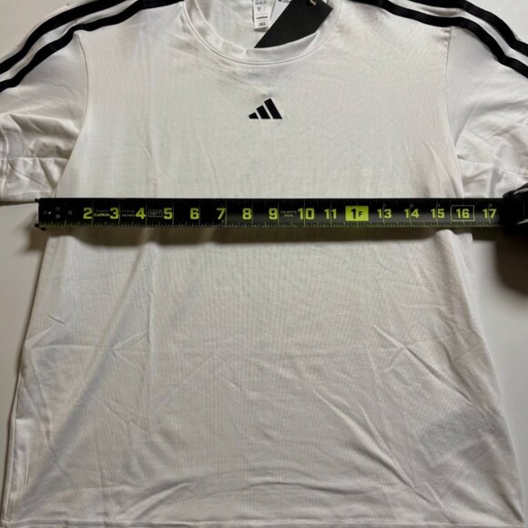 Adidas Womens Small Essentials 3-Stripes T-Shirt White Athletic Performance Tee - Picture 6 of 7